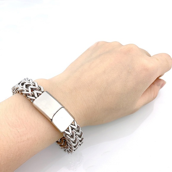 316L Stainless Steel Curb Cuban Link Bracelet - Picture 2 of 7